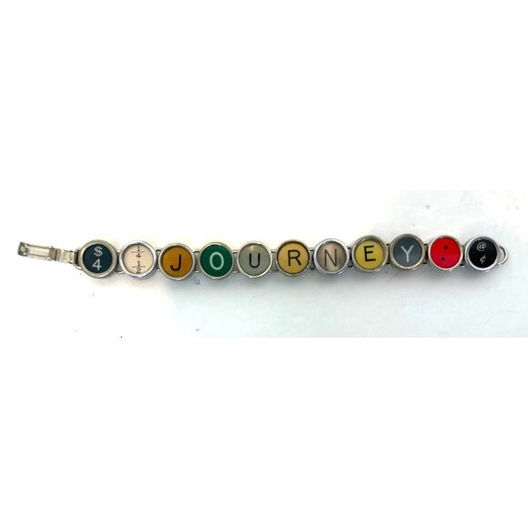 Typewriter Key Bracelet JOURNEY Colorful Upcycled Steam Punk Unique Handmade - Picture 8 of 9